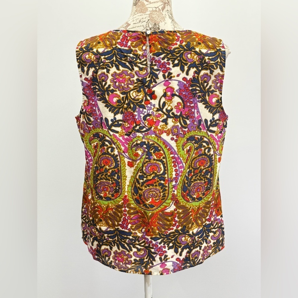 Talbots navy and pink paisley print sleeveless top size 14P - Picture 8 of 12